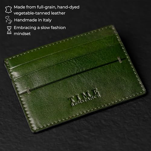 Image of Time Resistance Credit Card Case - Leather Business Card Holder - Italian Handmade Card Organizer