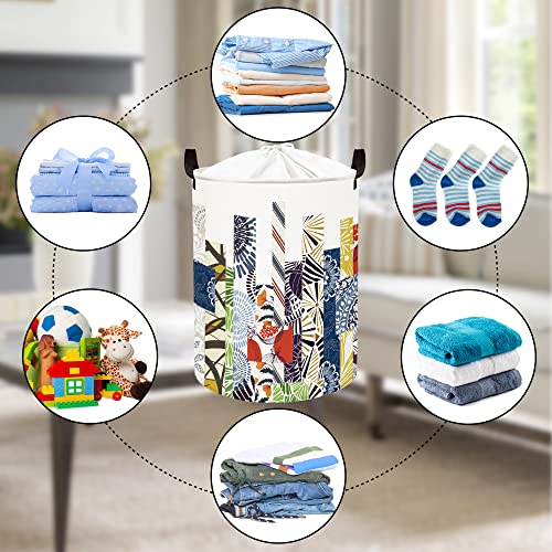 Clastyle 45L Geometric Abstract Art Laundry Baskets With Drawstring Blue Collapsible Laundry Hamper For Clothes Bedroom, 14.2X17.7 In #TOP5