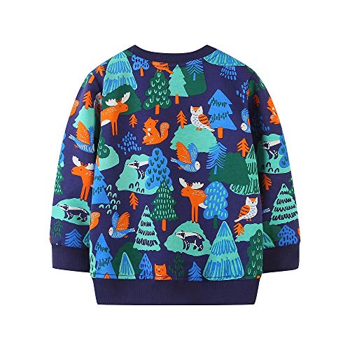 Hongshilian Suéter infantil unissex fofo desenho de algodão, Forest & Navy, 3T
