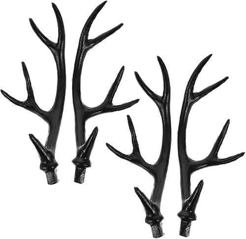 USHOBE Cuernos de ciervo de plástico, 2 pares de cuernos de ciervo artificiales, rama, cuernos de renos falsos, diadema para disfraz, tocado de