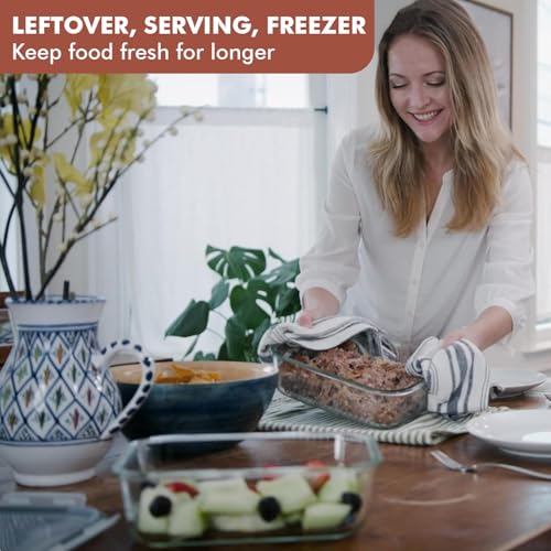 Image of Razab 10 Cups / 80 Oz 4 Pc (Set of 2) Glass Food Storage Containers with Airtight Locking Lids For Storing & Serving Food. BPA Free & Leak Proof - Microwave, Dishwasher, Fridge, Freezer, Oven Safe