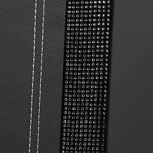 Image of CAR PASS Bling Rhinestone Leather Back Seat Cover, Waterproof Bench Rear Seat Cover Shining Diamond Universal Fit Automotive Glitter Crystal Sparkle Strips for Kid Women Girl, Black Diamond