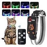 Cat Collar,Light Up Dog Collar, Rechargeable Waterproof LED Cat Collar with Remote, Breakaway Glow in Dark...