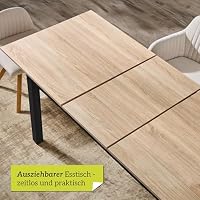 smart Esstisch 140x80 cm Asteiche, Küchentisch ausziehbar bis 180 cm, Esszimmertisch aus Holzwerkstoff inkl. erweiterbare Auszugsplatte, moderner Tisch für bis zu 8 Personen – Ansicht 5
