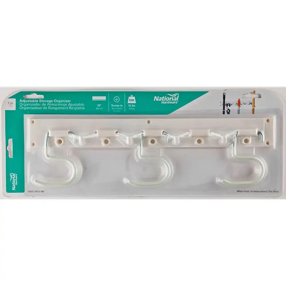 National Hardware N112-088 V2422 Adjustable Storage Organizer in White finish
