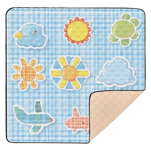 Kigai Colorful Patchwork Baby Play Mat for Floor and Playpen 50x50 inch Non-Slip Baby Activity Playmat Waterproof Foldable Crawling Mat for Infants Toddlers