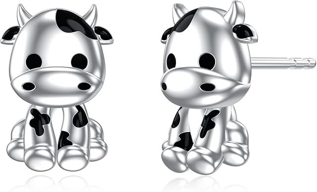 Cow Stud Earrings Sterling Silver Cow Jewellery Gifts for Women Girls