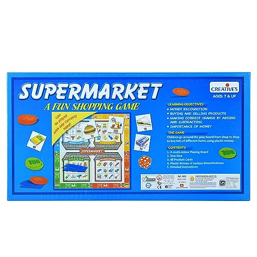 Image of Creative's Supermarket Game for Kids - Learn Money, Shopping, Addition & Subtraction - Includes Coins, Notes, Shopping Cards & Play Board, Educational Toy for Kids Ages 7 & Up