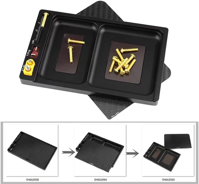 1 Pcs CNC Metal Rc Car Tray with T Plug XT60 Plug Socket for Rc Car Boat Airplane Model Parts Box - (Color: Black)