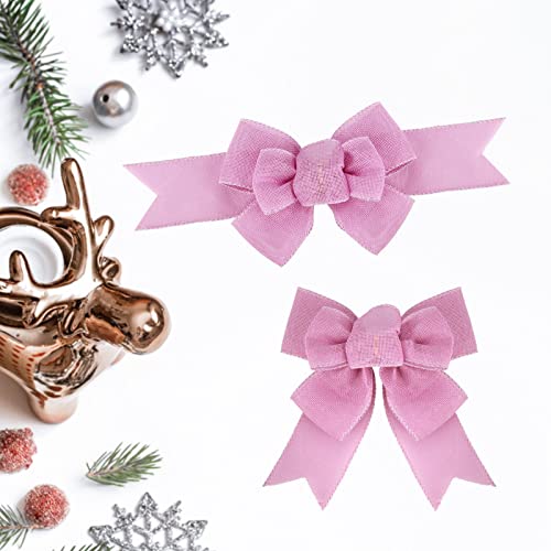 Meseey 2 Pcs Lavenda Purple Wired Ribbon Handmade Premade Burlap Bows For Wreaths Tree Decorations Gift Wrapping Outdoor Decoration(Purple) #TOP3