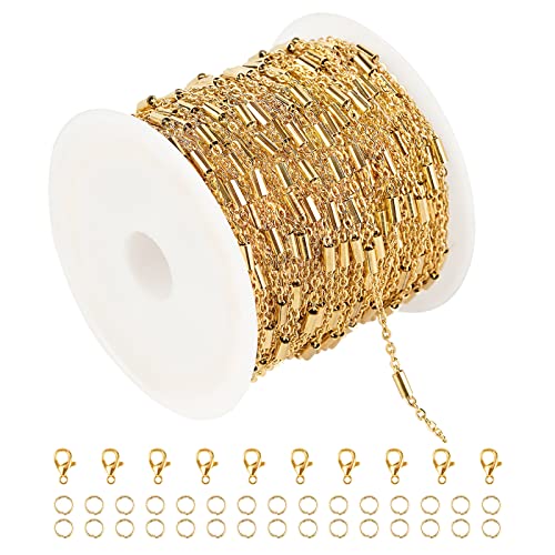 UMAOKANG 10 Meters Gold Plated Jewelry Making Chain Bulk, Stainless Steel Bar Tube Chain for Women Necklace DIY Making by UMAOKANG - Used condition - US$17.46