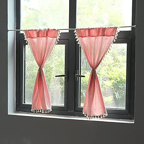 Cortinas cortas vintage de algodón y lino rústico para ventanas de cocina chic, 2 piezas 4