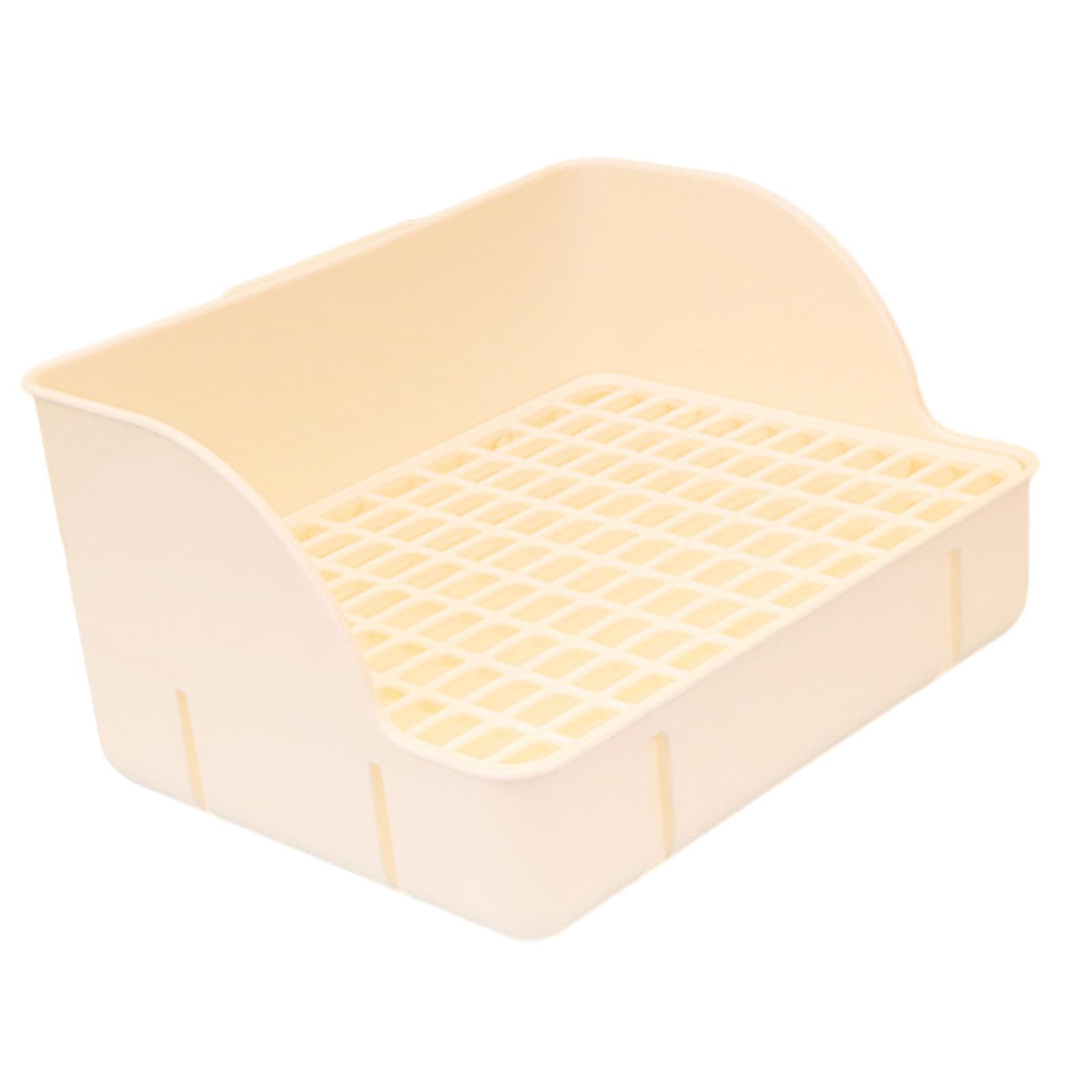 Kaninchentoilette Ecktoilette Trainingsbox Kleintierkäfig Streubox mit Pflegeleichtem Pp Gitter Und Komfortabler Reinigung für Kaninchen Meerschweinch, weißes PP-Netz