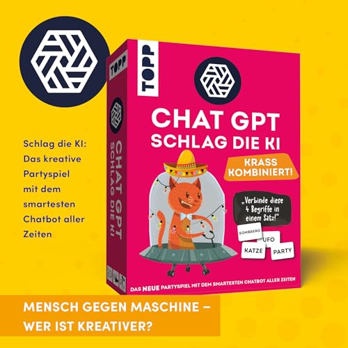 TOPP ChatGPT – Schlag die KI. Krass kombiniert - Wer schreibt aus Vier Worten die Beste Story? Das Neue Partyspiel mit dem smartesten Chatbot Aller Zeiten, White