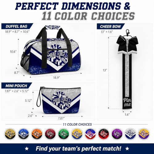Cheer Duffel Bag with Makeup Bag & Bow Keychain, Cheerleading Dance Gymnastics Travel Sport Bag (Royal blue&Black) by AKENHZY - Used condition - Image 7
