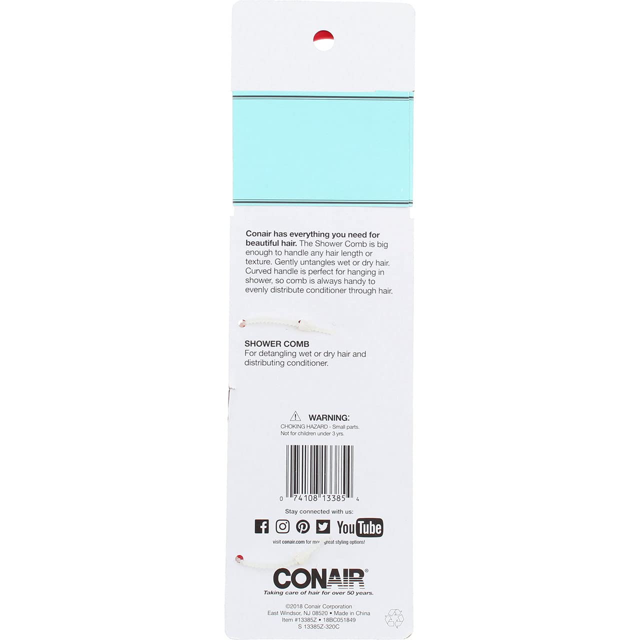 Conair Brush Shower Comb 1 ea (Color's May Vary ) (Pack of 4)