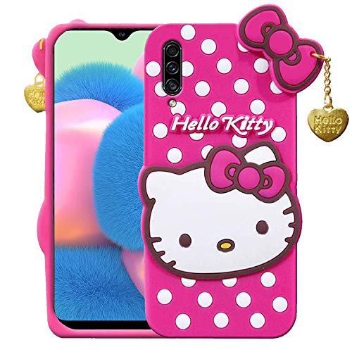 Image of Unirock Hello Kitty Back Case Cover for Samsung Galaxy A30s| 3D Cute Hello Kitty Case |Soft Silicone Rubber Back Cover with Pendant Kitty Cover for Samsung Galaxy A30s (Pink)