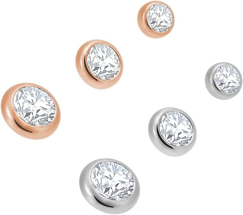 Steel Demal Bijoux Jewelry Tops Flat Round Gem Replacement Head,Fit for 14g(1.6mm) Internally Threaded Dermal Anchor Face Piercing