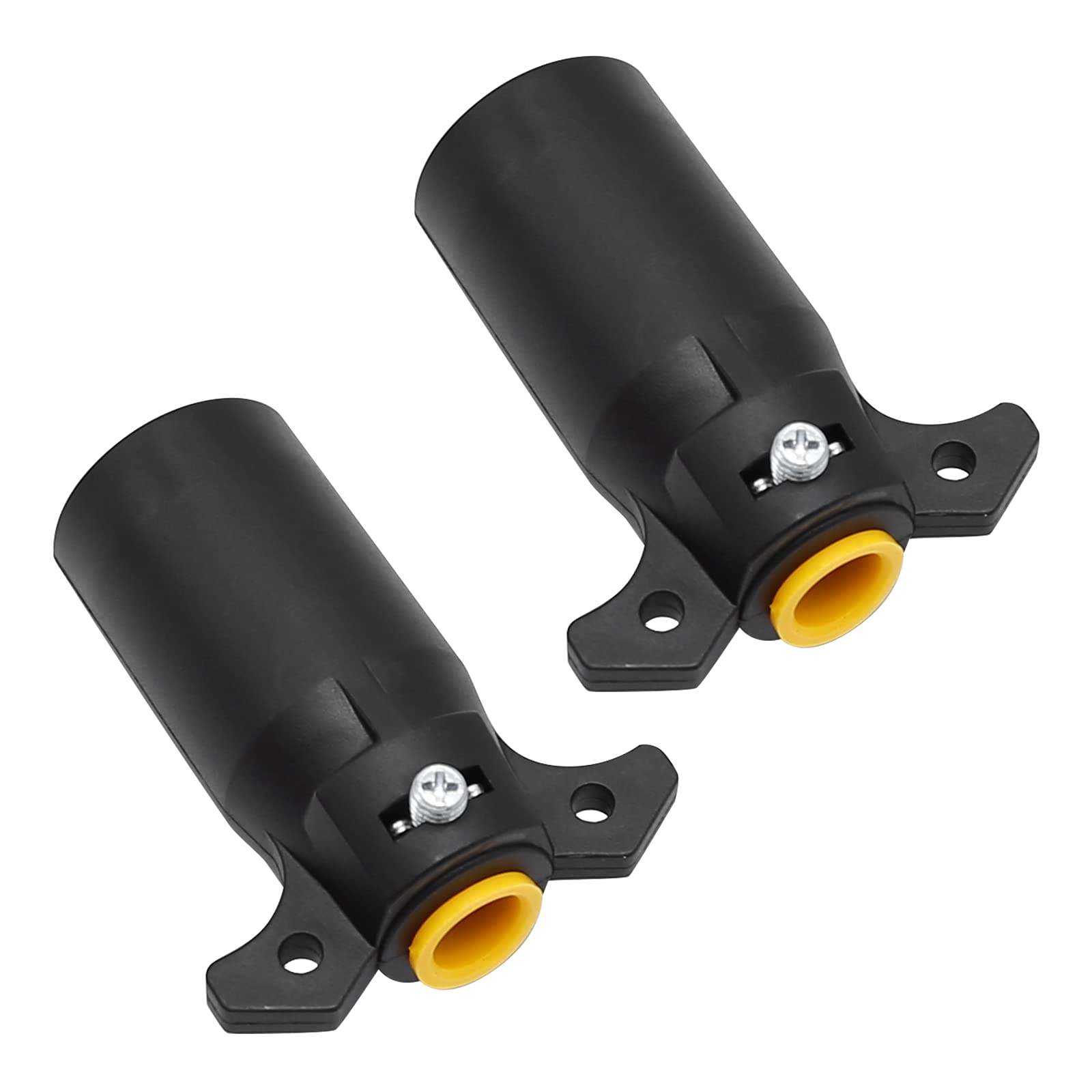 2-Pack 12V 7 Way Trailer Plug, 7 Pin Trailer Plug Connector, 7 Way Round RV Style Flat Blade Trailer Light Plug Replacement End Towing Wiring Harness Connector