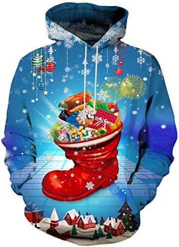 Yasswete Unisex Christmas Hoodies Red for Family Plus Size Sweaters L