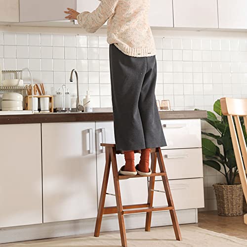 Taburete plegable de madera 3 escalones con cojín suave de alta gama 3