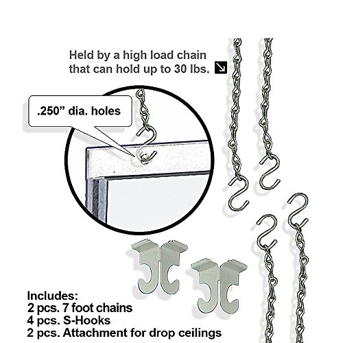 Image of Azar Displays 700027 Hanging Hardware Kit includes Two 7' Chains with a 30 lb Capacity; Four S-Hooks; Two Drop Ceiling Attachments (8 Piece) Silver