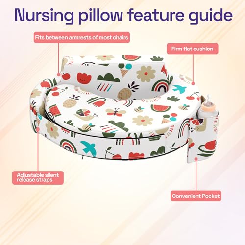 Image of Wakefit Foam Nursing Pillow for Breastfeeding & Baby Care | Ideal for Newborn with Adjustable Strap | 100% Cotton Removable Cover | Super Soft Foam for Posture Comfort | Farmhouse