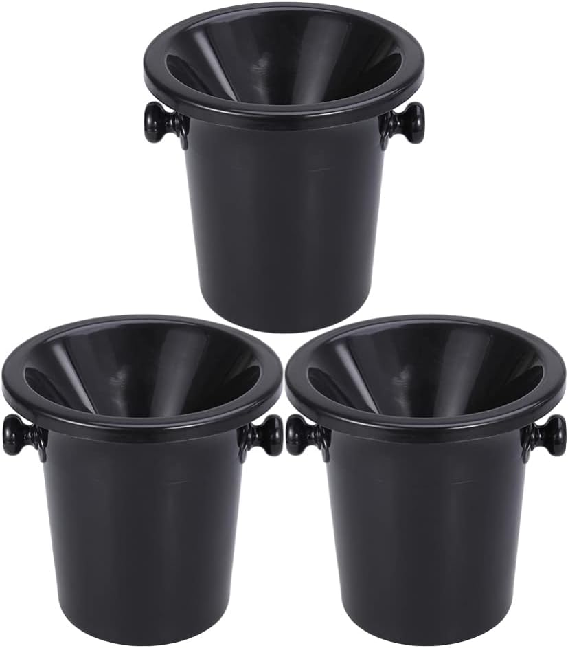 Wine Tasting Spittoon: 3PCS Plastic Wine Spittoon Bucket, Wine Tasting Dump Bucket Spittoon Ice Bucket with Removable Lid for Wine Whiskey Cocktails - Black