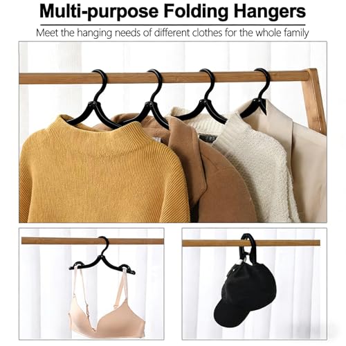 QTOETUII Foldable Hangers, Folding Hangers, Travel Hangers, Folding Clothes Hanger, Travel Must Haves for Flying, Camping, Hotel, RV, Road Trip, Cruise 10 Pcs (Black) — view 3