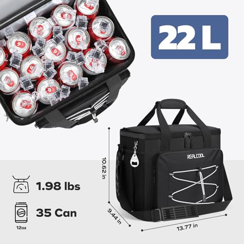 RealCool Soft Cooler Bag 35/45Can, Collapsible Cooler Insulated Leak Proof, Large Lunch Box for Men Women, Soft-Sided Cooler for Picnic, Grocery, Beach, Camping, Travel - Image 4