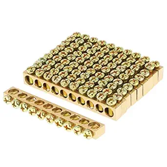 10pcs 10-Hole Electrical Distribution Wire Screw Terminal Brass Ground Neutral Bar Terminal Block Bar