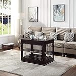 unipaws Furniture Style Dog Crate for Medium Dogs, Indoor Aesthetic Puppy Kennel, Modern Decorative Wooden Wire Pet House Dog Cage, Pretty Cute End Side Table Nightstand, Espresso… 7