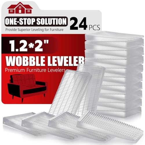 Flexible Plastic Shims 24pcs Kit Size Variety | Clear Leveling Kit for Home Improvement | Furniture Leg Stabilizers | Table & Toilet Shims - Trim-to-Fit Wedges | Stackable Design | Furniture Levelers