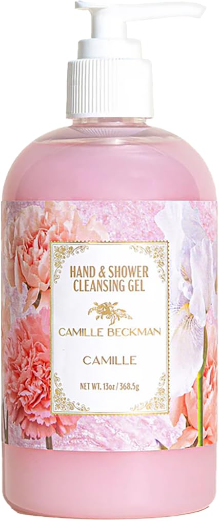 Camille Beckman Hand & Shower Cleansing Gel, Signature Camille, 13 oz | Gentle hand & body wash; provitamin B5, aloe vera & botanical extracts; vegan,
