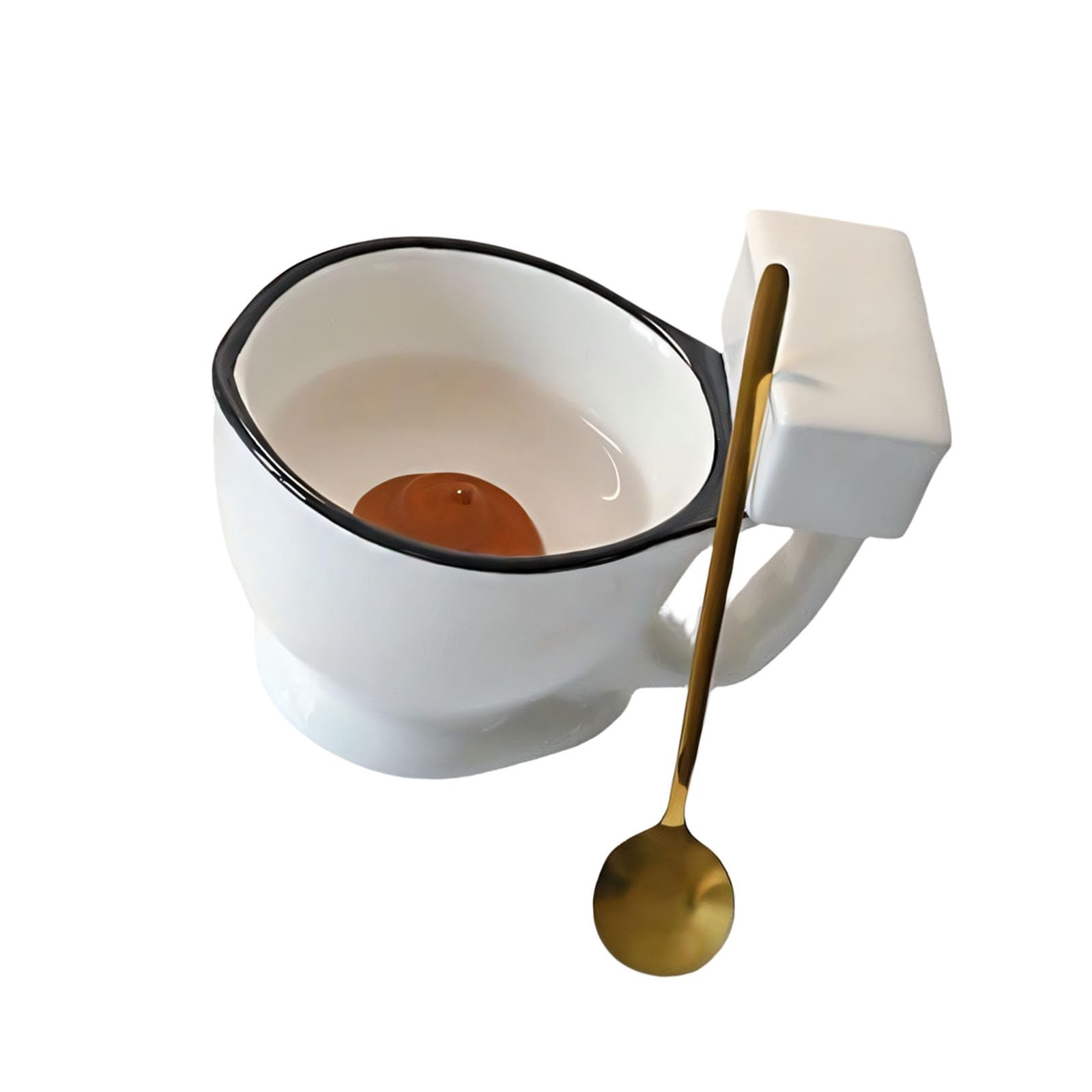 LUCKGONI Funny Toilet Shaped Coffee Mug 8.8Oz Novelty Ceramic Cup With Spoon For Humorous Present And Celebration Decor