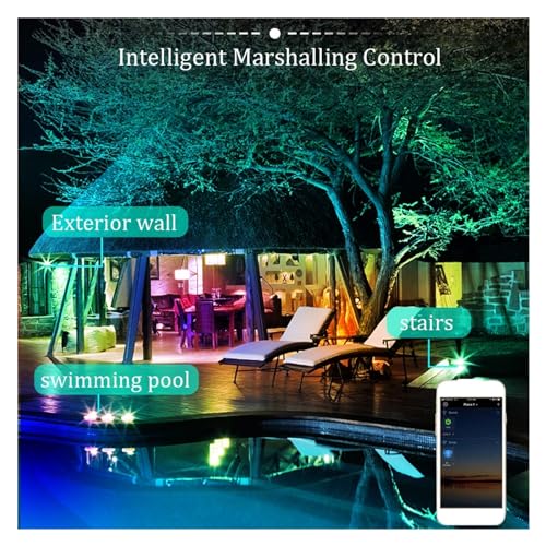 Reflector LED Tuya Smart RGB 100W exterior impermeable farola regulable 6