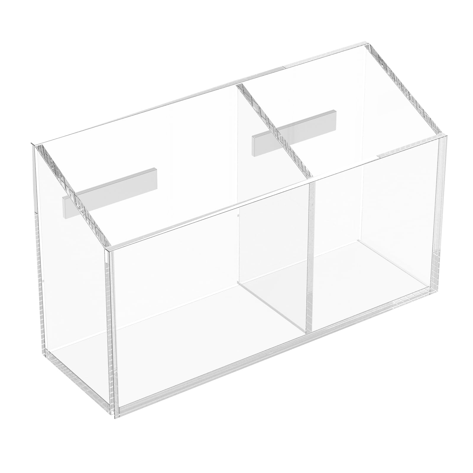 Magnetic Pen Holder clear,Acrylic Magnetic Dry Erase Marker Holder with 2 Compartment Transparent Magnetic Marker Organizer Non-Slip & Scratch-Proof Pads Whiteboard Pen Storage Holder for Fridge & Whi