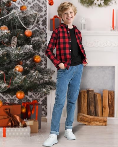 3 Pack Boys Long Sleeve Shirts Girls Cotton Crewneck T-Shirts Kids Basic Soft Long Sleeve Tees Top 5-13 Years4