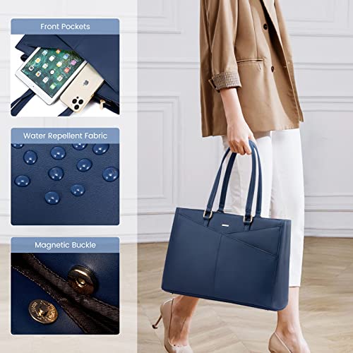 Image of Laptop Tote Bag for Women 15.6 Inch Waterproof Leather Computer Laptop Bag Women Business Office Work Bag Briefcase Large Travel Handbag Shoulder Bag