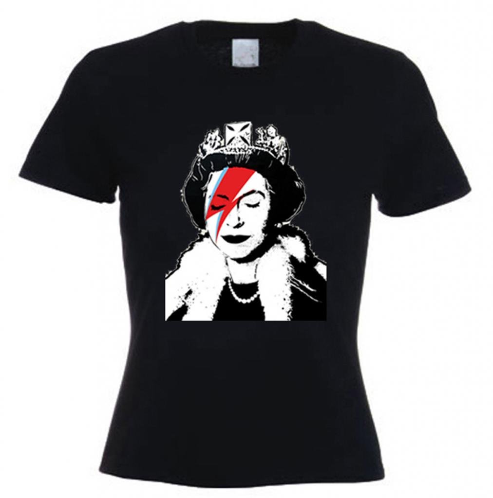 Tribal T-Shirts Banksy Queen Bitch Womens T Shirt (Large, Black)
