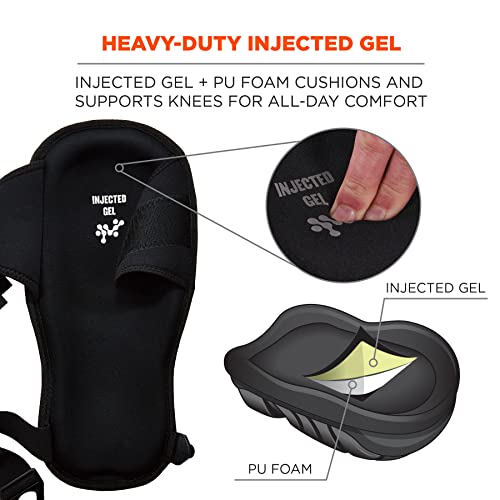 Image of Ergodyne - 18442 ProFlex 342 Professional Knee Pads, Protective Extra Long Cap, Injected Gel Padded Technology, Adjustable Straps, Black