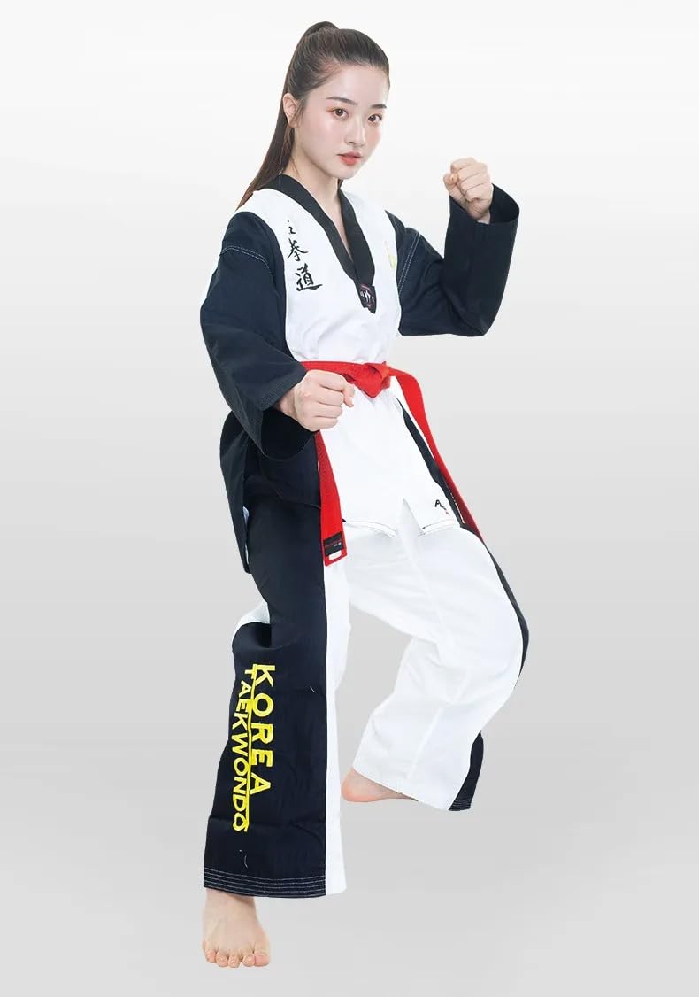 Taekwondo Gi Set DobokTaekwondo Standard Uniform TKD Traje con cinturón 150 cm