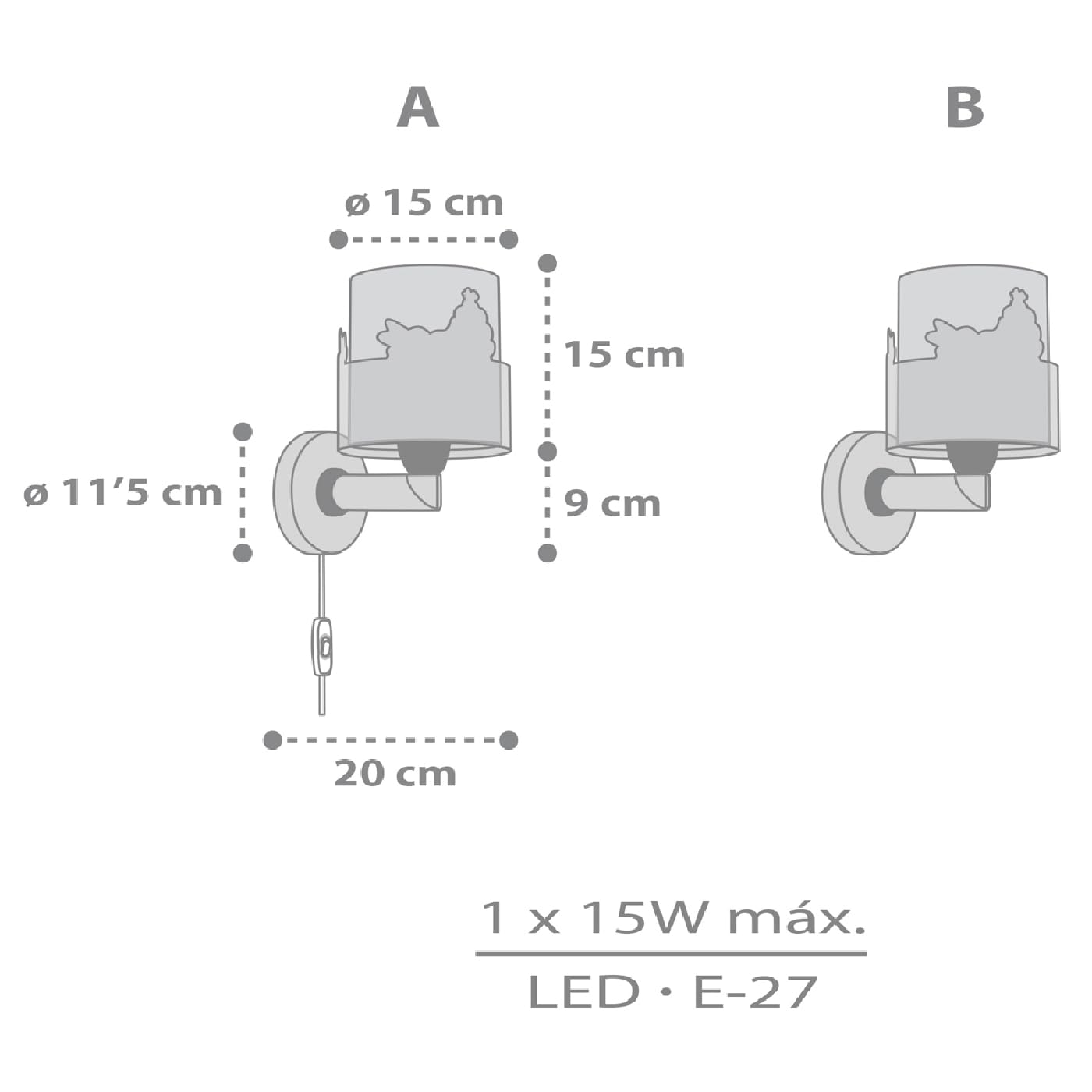 Dalber Lámpara Aplique Pared Infantil Ciervo Rosa 61279 | Lámpara aplique de pared con instalación directa a la corriente o mediante cable con interruptor incluido. Loving Deer