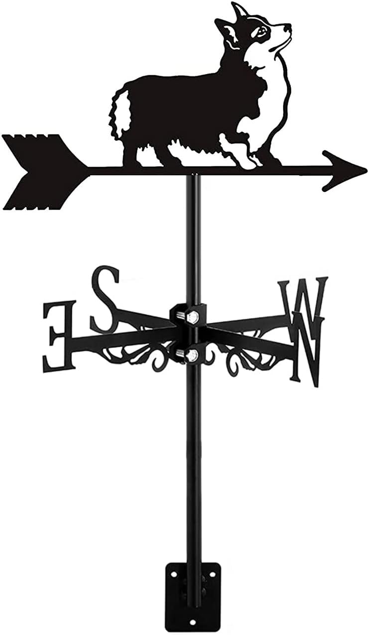 Exquisite Garden Weather Vane Weathervane Dog Weathervane Decorative Yard Wind Direction Indicator Measuring Tool with Anti-Rust Coating for Outdoor Animal Decor Craft,, Cardigan Welsh Corgi