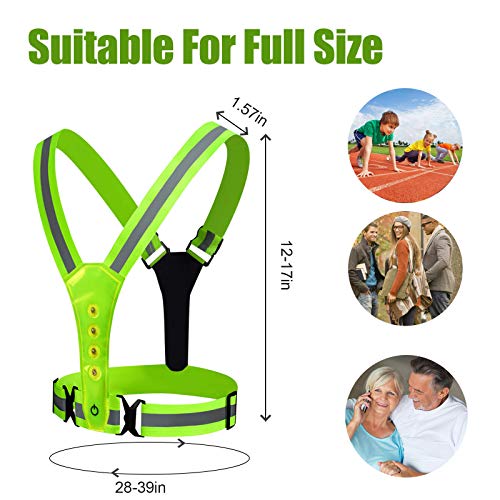 Led Reflective Running Vest, High Visibility Warning Lights For Runners, Adjustable Elastic Safety Gear Accessories For Men/Women Night Running, Walking, Cycling/Biking #TOP2