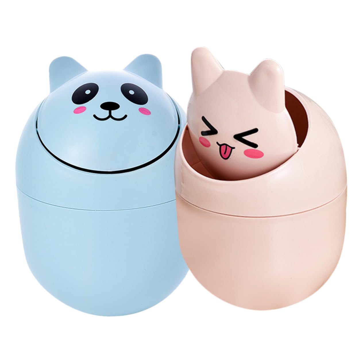 Zerodeko Mini Trash Can Lid Desk Waste Bucket Small Office Garbage Can Pp Material Bedside Trash Bin for Desktop