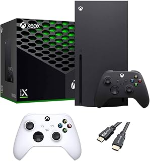 Xbox Series X 1TB SSD Console Bundle: Black Console, Two Wireless Controllers (Black & White), HDMI Cable - 4K 120FPS Gaming