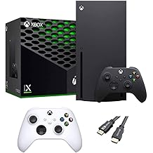 X-Box Series X Gaming Console Bundle - 1TB SSD Black X-Box Console with Two Wireless Controllers -Black and White -and ahaghug Authorized HDMI Cable