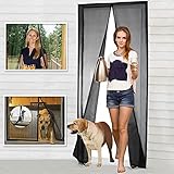 Magnetic Screen Door Fiberglass Mesh Screen Door with Magnets, Screen for Sliding Glass Door French Door Patio Door, Full Frame Hook & Loop, Hands Free, Pet Friendly (34'x82')