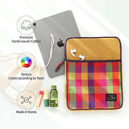 Origo 13Inch Plaid Tablet And Laptop Sleeve Case Compatible With Ipad, Macbook And Galaxy Tab, Galaxy Book/Travel Protective Bag, Portable Checkered Pattern Laptop Pouches/Yellow #TOP5